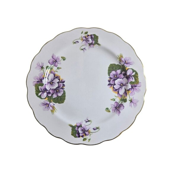 Vintage Royal Kent Bone China Staffordshire England Salad Plate Violets Floral - Picture 1 of 6